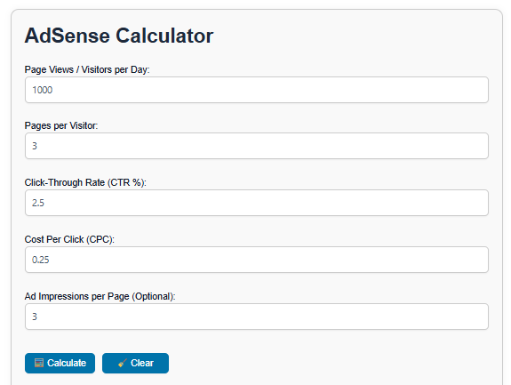 AdSense Earnings Calculator