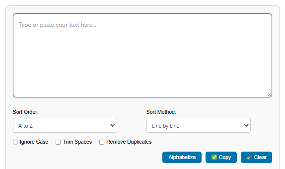 Text Alphabetizer Tool