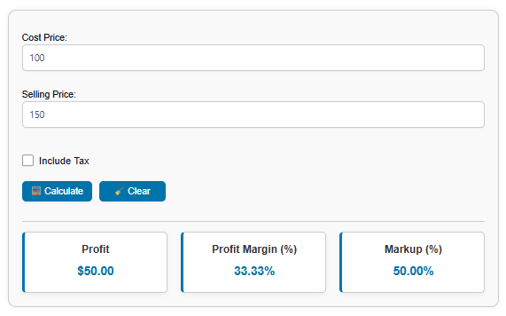 Online Profit Margin Calculator