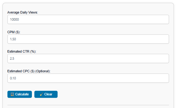 YouTube Earnings calculator